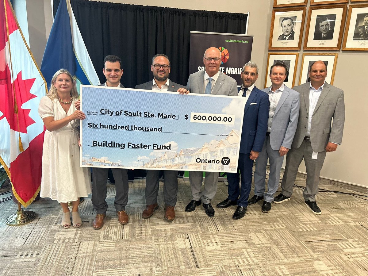Rob Flack (@robflackeml) on Twitter photo Yesterday MPP <a href="/ChrisScottPC/">Chris Scott</a> and I proudly announced a $600,000 Building Faster Fund cheque for Sault Ste. Marie for exceeding their 2024 housing targets. Thank you, <a href="/CitySSM/">Sault Ste. Marie</a> for getting shovels in the ground faster and building the homes Sault families need. #BFF Yesterday MPP <a href="/ChrisScottPC/">Chris Scott</a> and I proudly announced a $600,000 Building Faster Fund cheque for Sault Ste. Marie for exceeding their 2024 housing targets. Thank you, <a href="/CitySSM/">Sault Ste. Marie</a> for getting shovels in the ground faster and building the homes Sault families need. #BFF