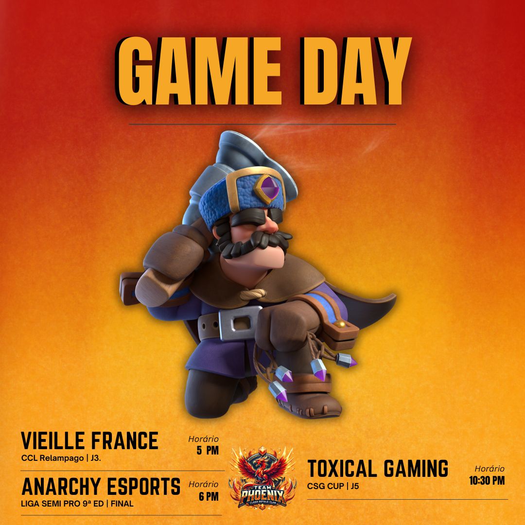 Phoenix (@team_phoenixcr) on Twitter photo ๐ฅGAME DAY
๐ <a href="/CCL_Relampago/">CCL Relรกmpago โก๏ธ</a>
๐ Vieille France
๐ J3.
โฐ 5 pm ๐ง๐ท
๐ <a href="/LigaSemipro/">LIGA LSP</a>
๐ Anarchy eSport
๐ Final
โฐ 6 pm ๐ง๐ท
๐ <a href="/CSGCup/">๐Crosses Cup๐</a>
๐ <a href="/ToxicalGamingGG/">๐๐๐ ๐ฉ๐๐๐๐ ๐พ๐๐๐๐๐๐</a>
๐ J4
โฐ 10:30 pm ๐ง๐ท ๐ฅGAME DAY
๐ <a href="/CCL_Relampago/">CCL Relรกmpago โก๏ธ</a>
๐ Vieille France
๐ J3.
โฐ 5 pm ๐ง๐ท
๐ <a href="/LigaSemipro/">LIGA LSP</a>
๐ Anarchy eSport
๐ Final
โฐ 6 pm ๐ง๐ท
๐ <a href="/CSGCup/">๐Crosses Cup๐</a>
๐ <a href="/ToxicalGamingGG/">๐๐๐ ๐ฉ๐๐๐๐ ๐พ๐๐๐๐๐๐</a>
๐ J4
โฐ 10:30 pm ๐ง๐ท