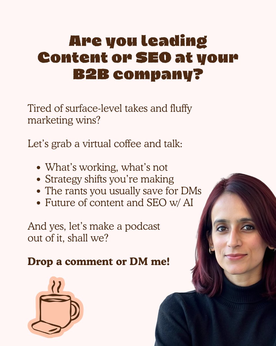 I want to interview Heads of Marketing, Content Leads, SEO Managers. 

Actually, I want to rant with them and exchange notes. 

If you're interested or know someone who will be, reach out to me - linkedin.com/feed/update/ur… 

#contentmarketing #seo