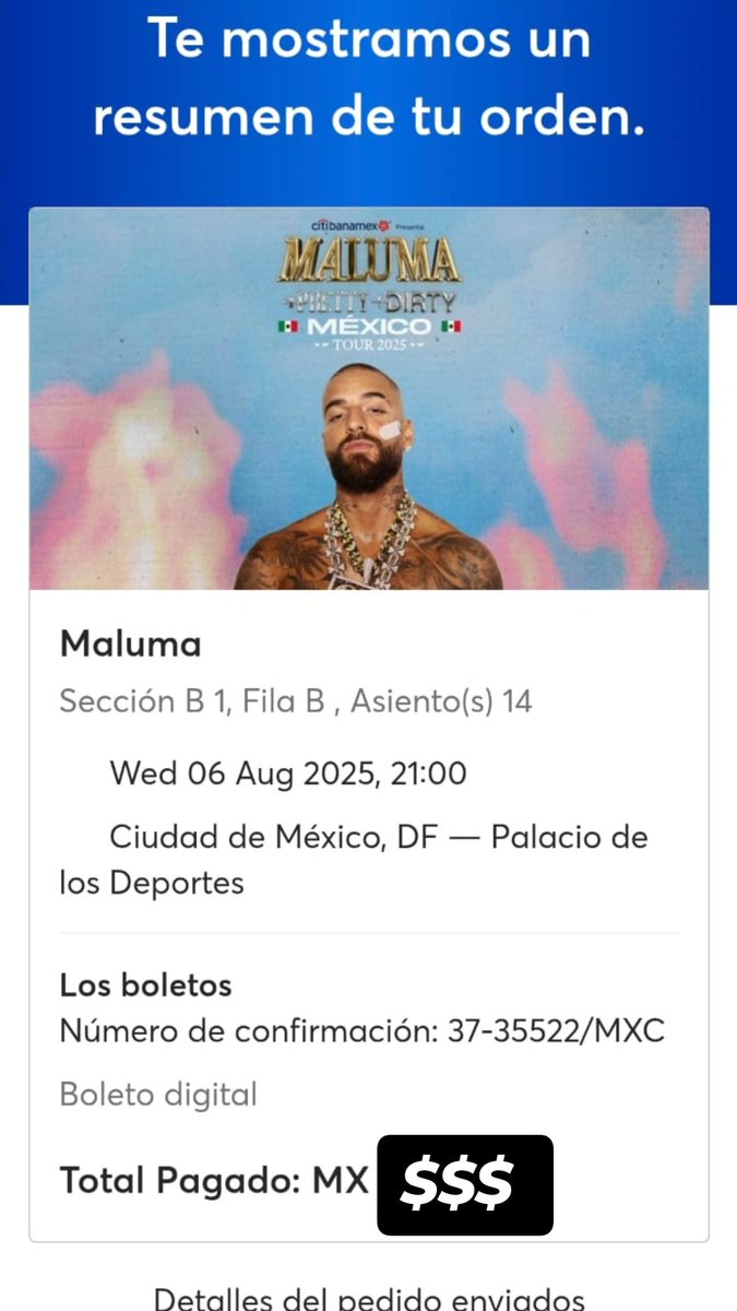 Rive90's tweet photo. @IzcoGLeon @boletosMX_ Tengo uno zona B sección B1 asiento 14 para el 6 de agosto https://t.co/ZEBeI6Fheo