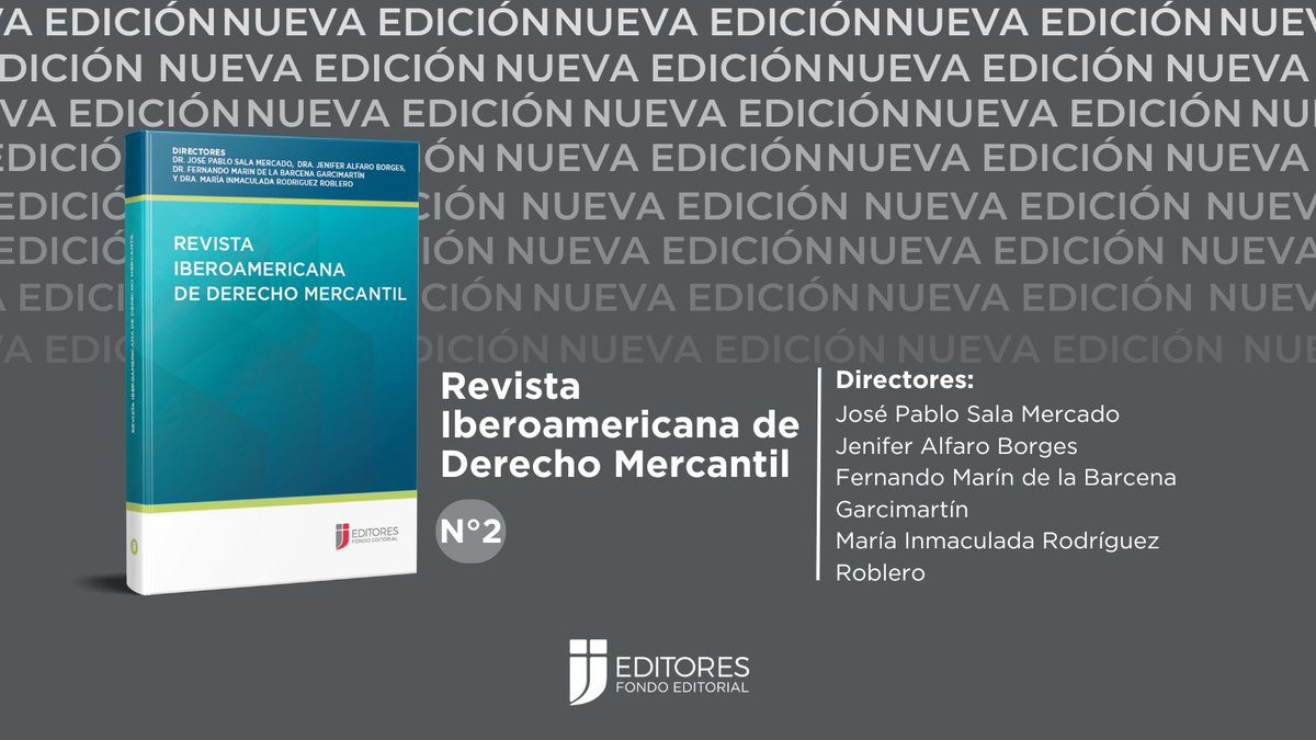 #NuevaEdición

Nos complace comunicar el lanzamiento del Número 2 de la Revista Iberoamericana de Derecho Mercantil.

Conocé más en:
ijeditores.com/pop.php?option…