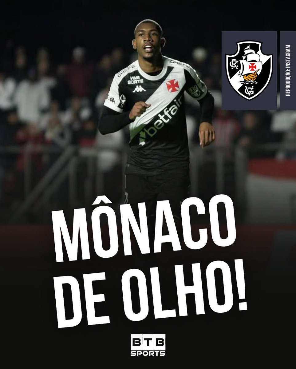 INTERESSE! 🚨

De acordo com o jornal francês L'Équipe, o Monaco tem interesse na contratação do atacante Rayan, de 18 anos, destaque do Vasco.

O jogador também foi sondado recentemente pelo Lyon, clube francês ligado ao empresário John Textor, que chegou a abrir conversas com o