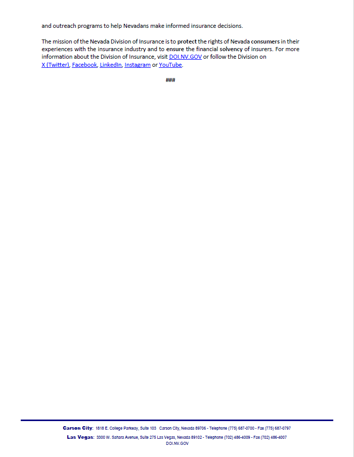 Nevada Division of Insurance tweet media