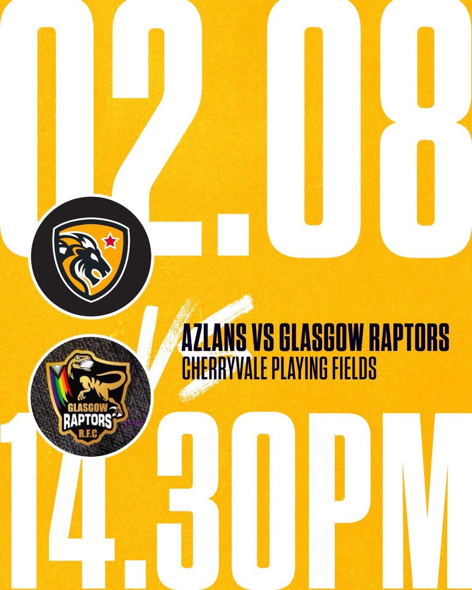 This Saturday, the Azlans take on the Glasgow Raptors in a preseason friendly.

📍Cherryvale Playing Fields
🕗 Kickoff 2.30pm 

All supporters welcome.

Inclusive rugby in Northern Ireland is proudly sponsored by The Maverick.