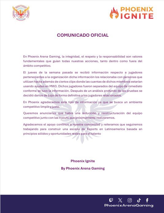 🐦‍🔥 Comunicado Oficial 🐦‍🔥