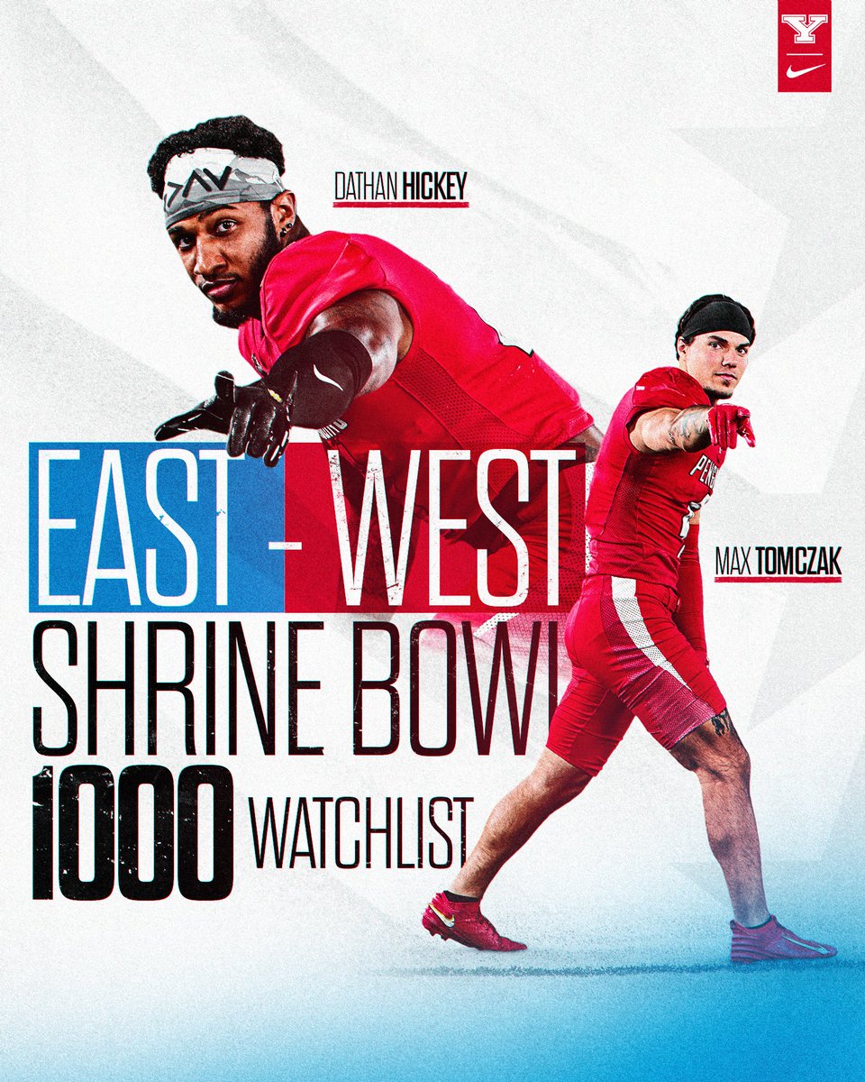 Youngstown State Football (@ysufootball) on Twitter photo WR Max Tomczak and DB Dathan Hickey are on the <a href="/ShrineBowl/">East-West Shrine Bowl</a> 1000 Watch List for the all-star event held this January in Frisco, Texas! ๐ง๐
#GoGuins WR Max Tomczak and DB Dathan Hickey are on the <a href="/ShrineBowl/">East-West Shrine Bowl</a> 1000 Watch List for the all-star event held this January in Frisco, Texas! ๐ง๐
#GoGuins