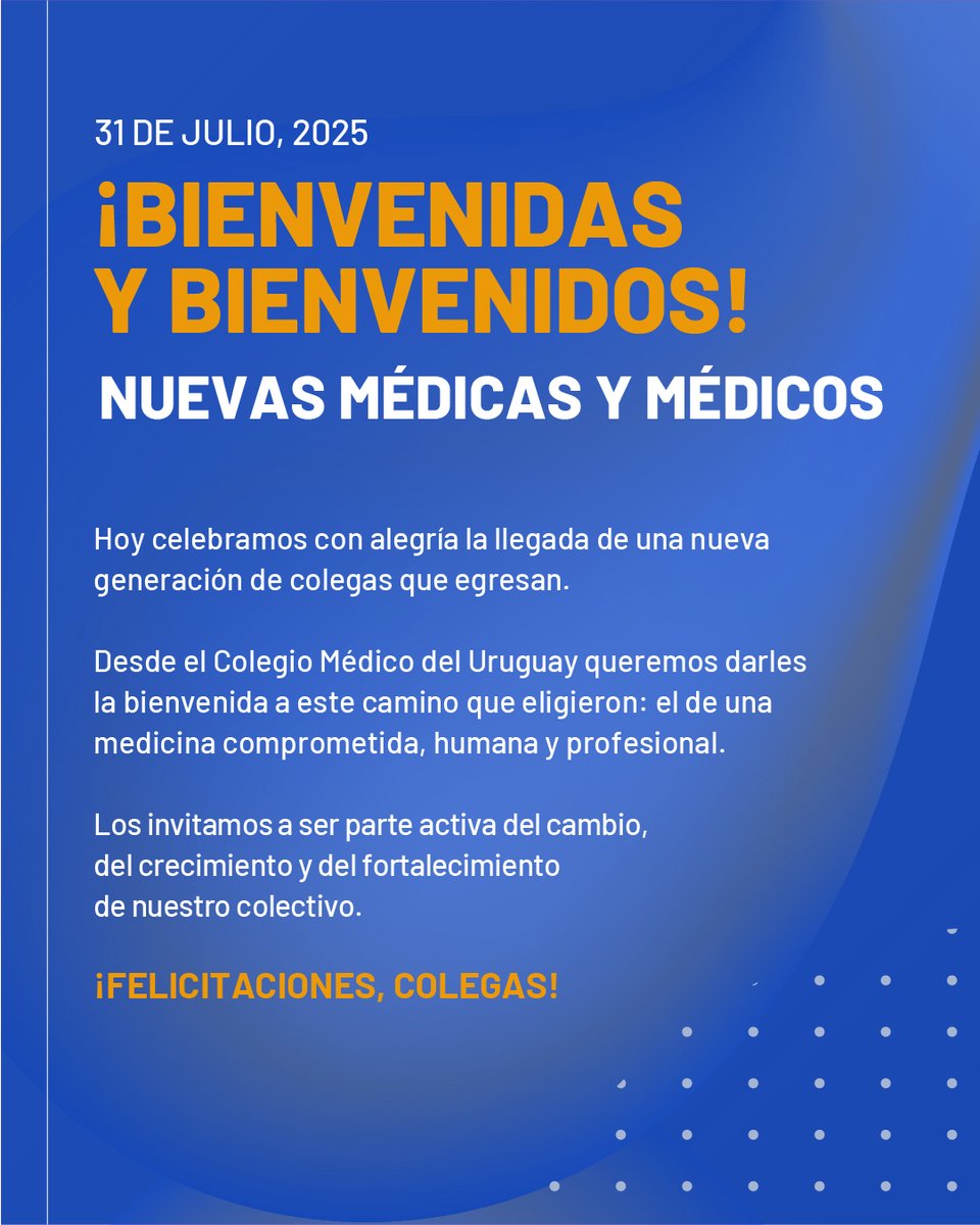 Hoy celebramos con alegría la llegada de una nueva generación de colegas que egresan.

¡FELICITACIONES, COLEGAS!