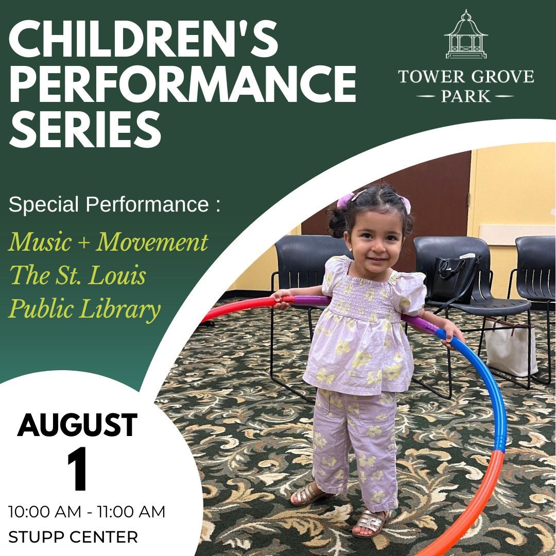 Join us at the outdoor amphitheater of the Tower Grove Park Stupp Center! Series takes place Fridays at 10:00 am, June 6 – August 1, 2025. Full series lineup here: buff.ly/XKueU0E.

Our next performance is tomorrow,August 1: Music + Movement- St. Louis Public Library