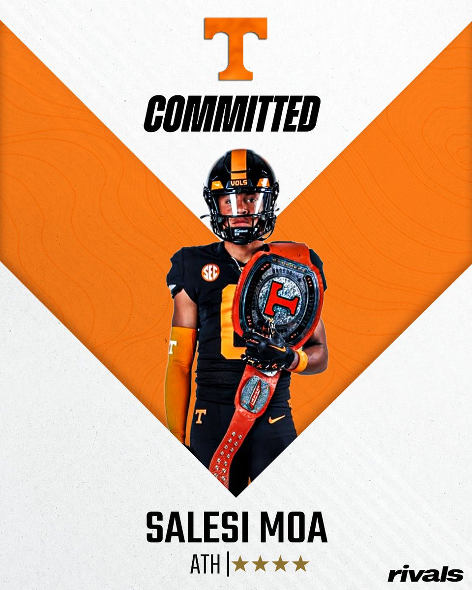 🚨BREAKING🚨 Elite athlete Salesi Moa has committed to Tennessee🍊 

He ranks No. 46 NATL. (No. 2 ATH) in the 2026 class.

Read: on3.com/rivals/news/te…