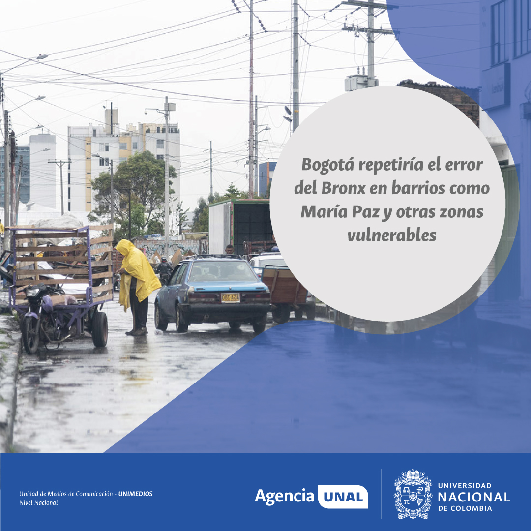 #AgenciaUNAL | La historia del Bronx podría repetirse en Bogotá. Sectores como María Paz y Santa Fe muestran las mismas señales que tuvo el Bronx antes de su intervención. Sin una política integral, la expulsión de sus habitantes volverá a ocurrir.

ow.ly/PKqR50Wyell