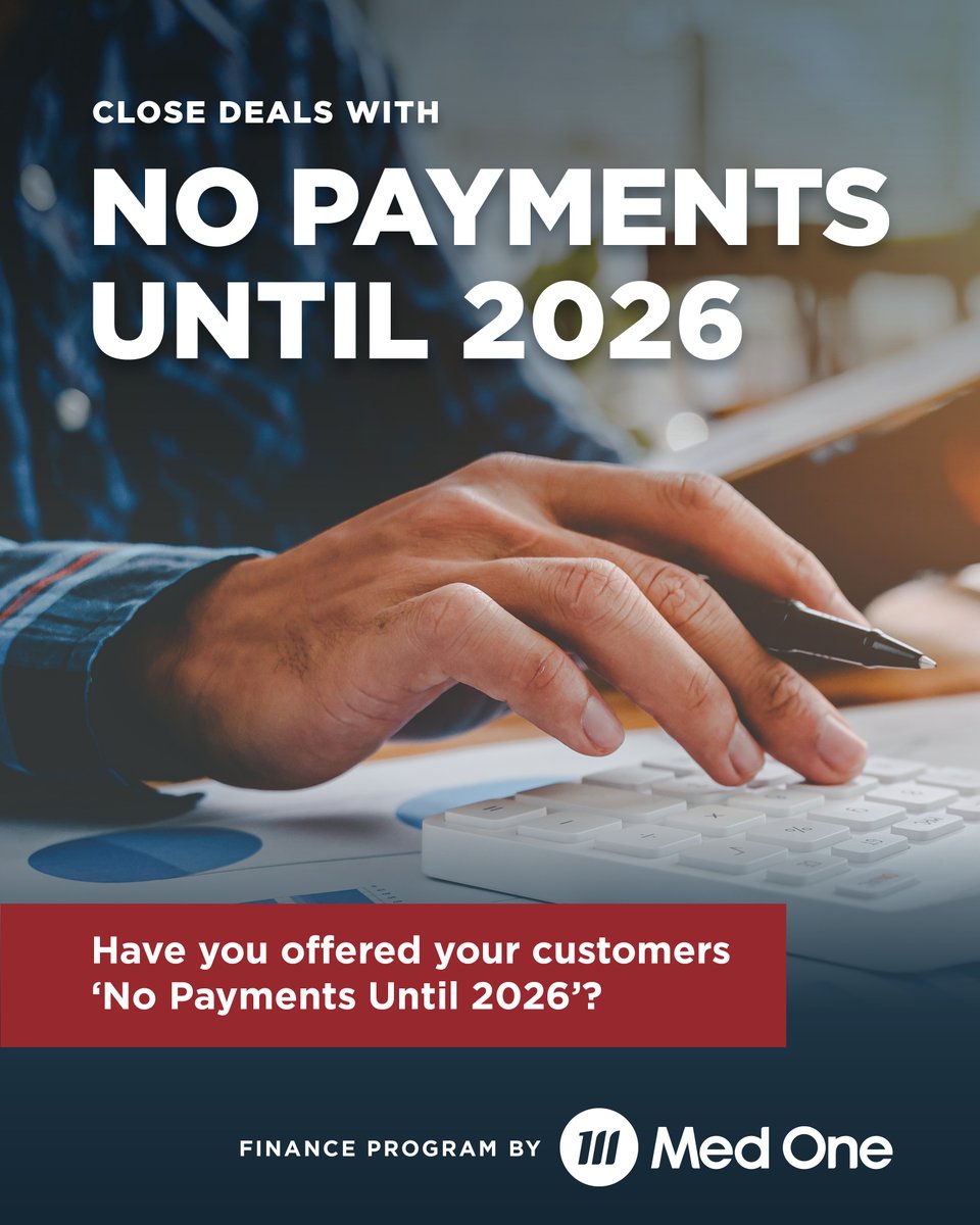 medonegroup's tweet image. 𝙏𝙝𝙚 𝙗𝙚𝙨𝙩 𝙬𝙖𝙮 𝙩𝙤 𝙘𝙡𝙤𝙨𝙚 𝙢𝙤𝙧𝙚 𝙙𝙚𝙖𝙡𝙨 𝙩𝙝𝙞𝙨 𝙮𝙚𝙖𝙧? With 𝗡𝗢 𝗣𝗔𝗬𝗠𝗘𝗡𝗧𝗦 𝗨𝗡𝗧𝗜𝗟 𝟮𝟬𝟮𝟲, a Med One Finance Program.

✅ Generate Revenue Now
✅ Get The Latest Equipment
✅ Secure Deals That Might Otherwise Stall
bit.ly/NoPayMedOne #MedOne