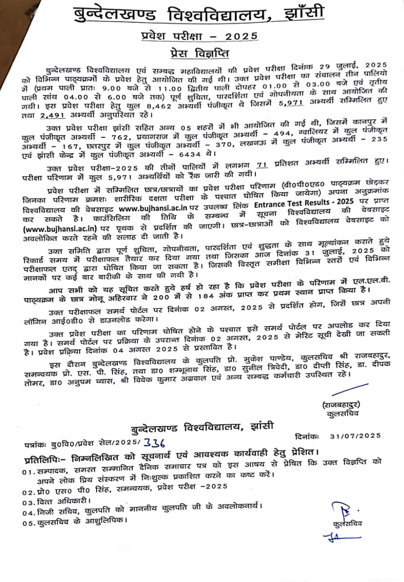 Bundelkhand University ( NAAC A++ University) tweet media