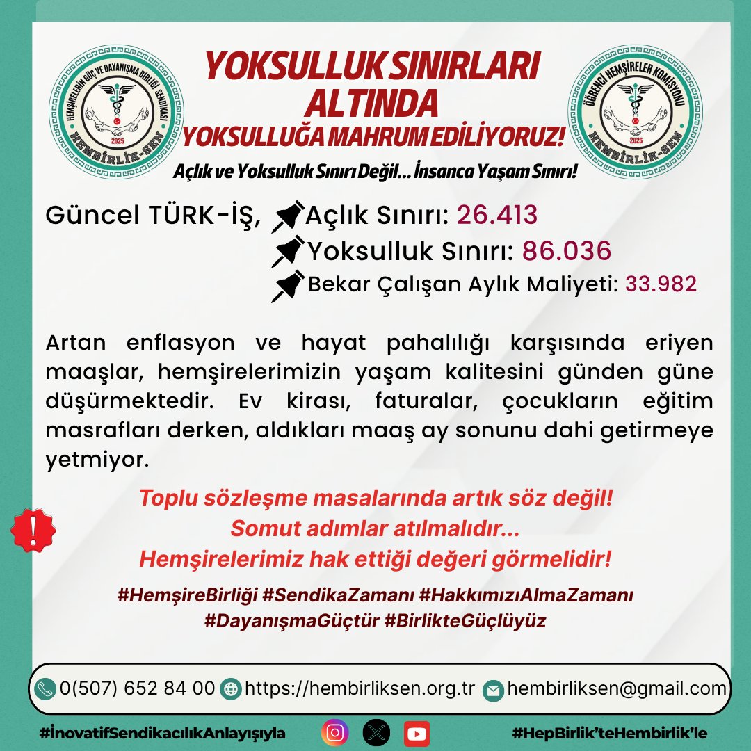 Artan enflasyon ve hayat pahalılığı karşısında eriyen maaşlar, meslektaşlarımızın yaşam kalitesini günden güne düşürmektedir. Ev kirası, faturalar, çocukların eğitim masrafları derken, aldıkları maaş ay sonunu dahi getirmeye yetmiyor.

Maaşın en önemli kalemlerinden biri olan