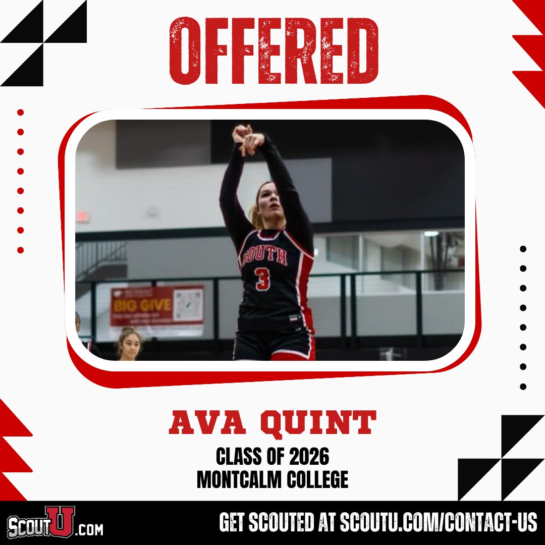 2026 #ScoutUbasketball PF Ava Quint recently earned an offer from Montcalm College! ScoutU.com/AvaQuint <a href="/Avaq24/">Ava Quint</a>