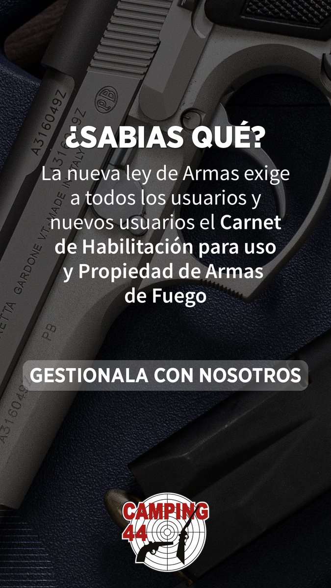 camping44's tweet image. Con la Ley de Armas N° 7411/24, ahora es obligatorio contar con el Carnet de Habilitación para uso y propiedad de armas de fuego.
Antes solo se gestionaba en DIGEMABEL.
📍 ¡Hoy podés hacerlo directamente en Camping 44 S.A.!
#LeyDeArmas #CarnetHabilitación #Camping44 #LeydeArmasPy