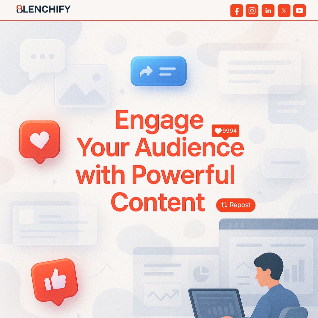 blenchify's tweet image. Boost your brand with engaging social media content! Blenchify crafts posts that captivate and convert.

#SocialMediaContent #ContentWriting #Blenchify #ContentMarketing #DigitalMarketing #BrandVoice #EngagingContent #Copywriting #ContentCreation #SocialMediaStrategy