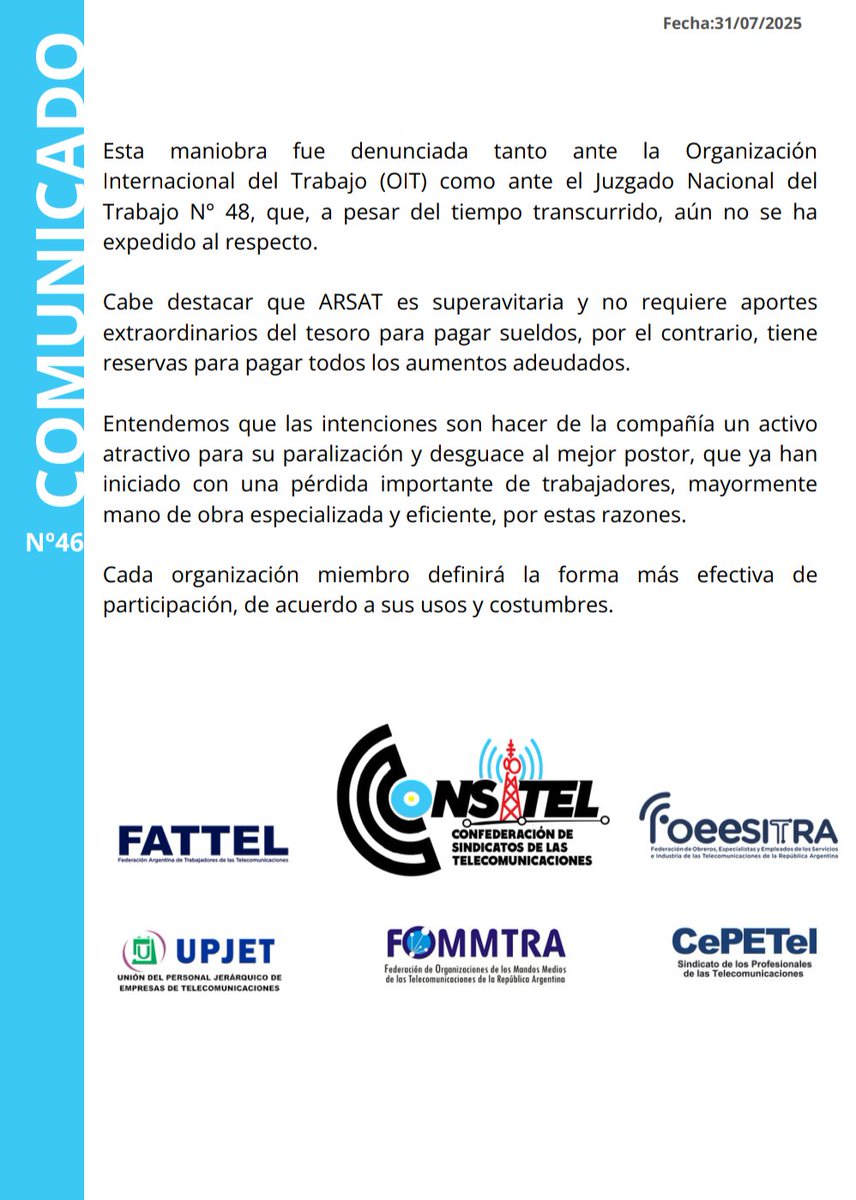 Paro y Movilización por la situación de #ARSAT