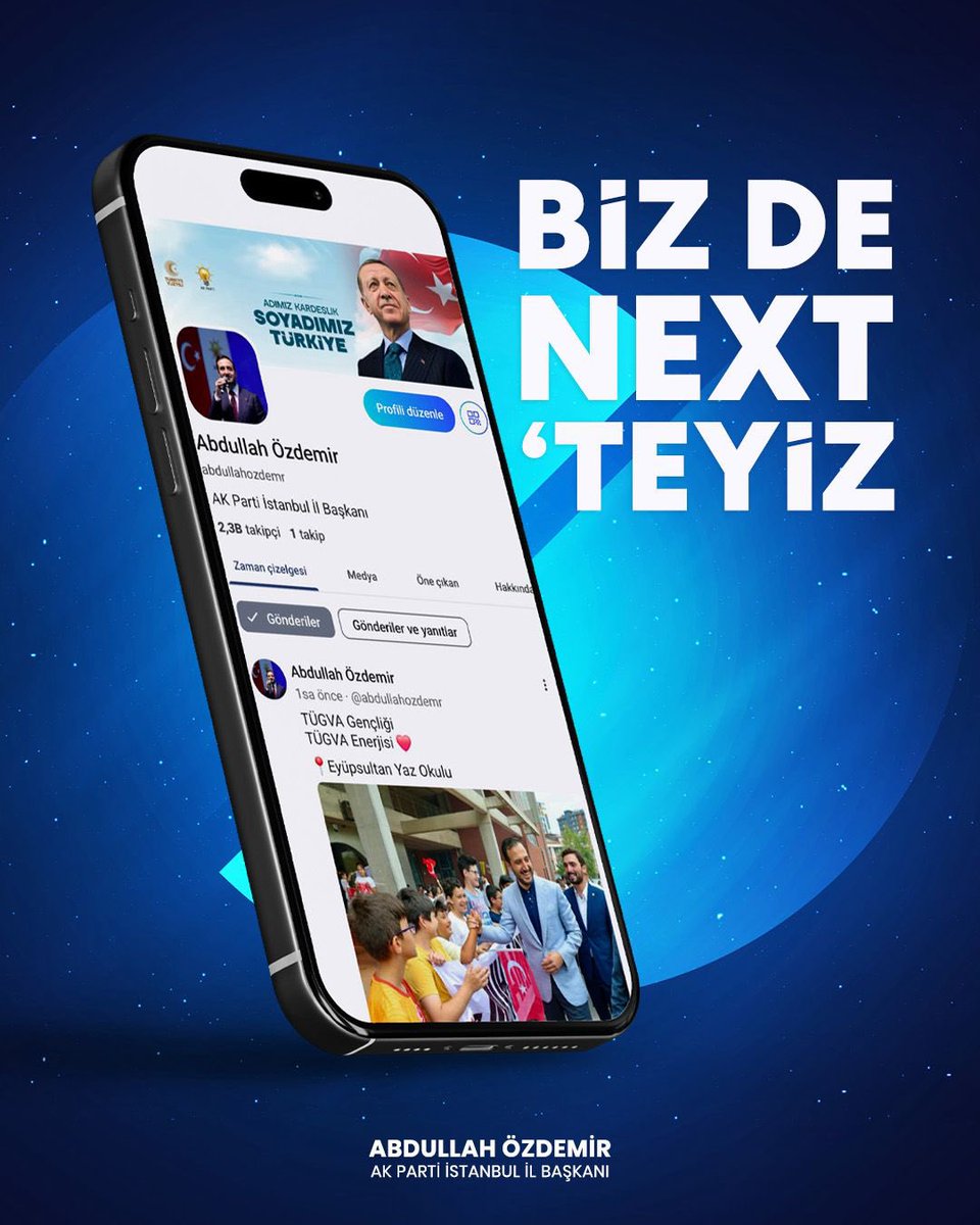 Biz de Next Sosyal’deyiz, bekleriz. Gelin takipleşelim.

sosyal.teknofest.app/@abdullahozdemr