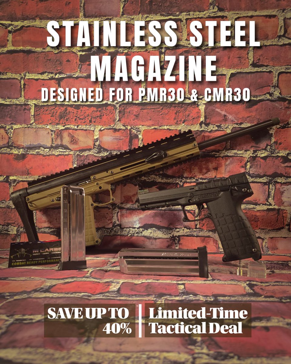 MCARBOtriggers's tweet photo. 🔥 Upgrade your PMR30/CMR30 mag game!

🛠️ Stainless Steel Mag – Now $59.99 (Reg. $74.95)

✅ 31-Round Capacity
✅ Hardened Feed Lips
✅ Fits PMR30 / CMR30 / CP33

🇺🇸 Made in USA – Ships Same Day!

👉 https://t.co/OhCqkENpLK

#PMR30 #CMR30 #CP33 #Keltec #mcarbo #pewpewlife #2A https://t.co/uBocS76WkG