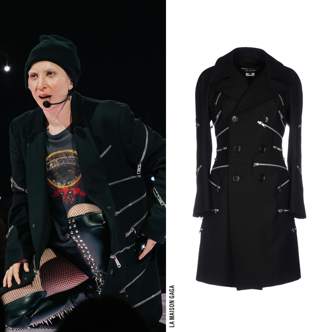 Take this with a grain of salt but we strongly believe that Gaga wore an alternative version of this archival #JunyaWatanabe x #CommedesGarcons zipper-embellished coat for her latest encore!