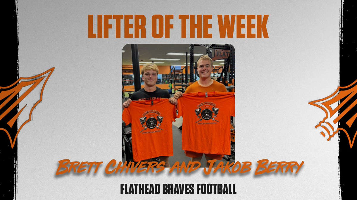 Last week of Summer workouts, so we have TWO Lifters of the week.  Shout out to Juniors Brett Chivers and Jakob Berry for their hard work and leadership this week! #WinTheDay