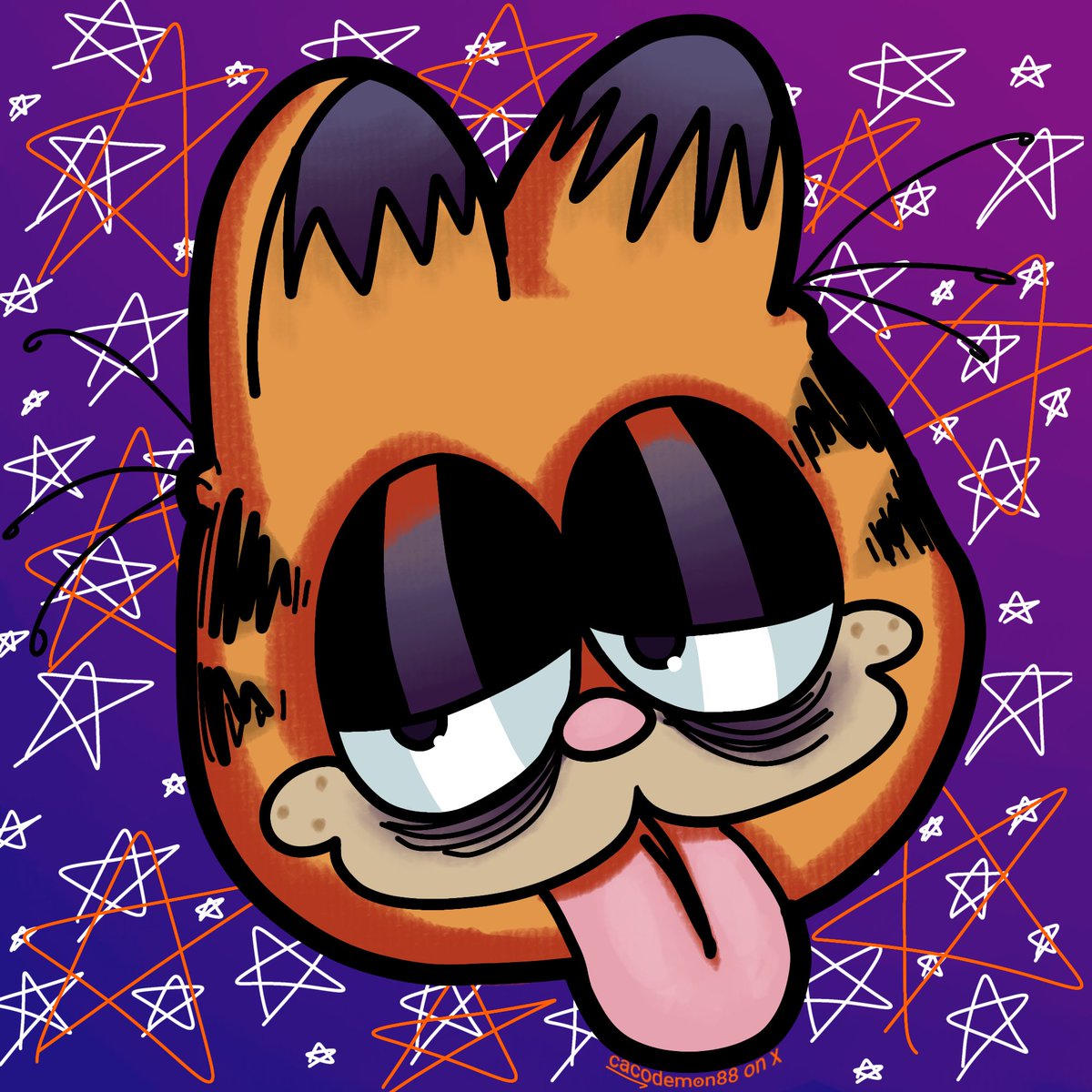 cacodemon88's tweet image. last night i randomly thought of Garfield and i was like &quot;man i love Garfield. i haven&apos;t drawn him in awhile... imma draw him&quot; so i drew him (ignore the fact that i made him super tired looking)