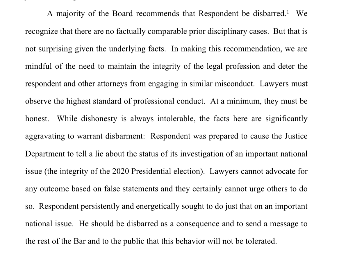 Kyle Cheney (@kyledcheney) on Twitter photo BREAKING: The D.C. Bar's board of professional responsibility recommends that <a href="/JeffClarkUS/">Jeff Clark</a> be *disbarred* s3.documentcloud.org/documents/2603… BREAKING: The D.C. Bar's board of professional responsibility recommends that <a href="/JeffClarkUS/">Jeff Clark</a> be *disbarred* s3.documentcloud.org/documents/2603…