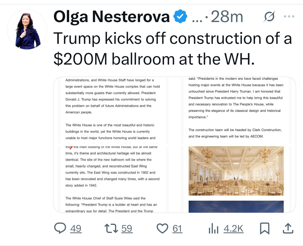 I can already imagine what it’s going to look like. 

The decor will be described as early Marie Antoinette, blended with a touch of Muammar Gaddafi. 

All paid for by us.