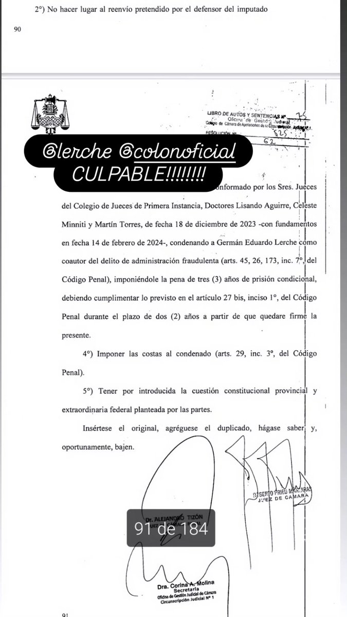 Para vos mi querido amado <a href="/ColonOficial/">Club Atlético Colón ⭐</a>  nadie más te hará daño! <a href="/germanlerche/">German Lerche</a>  se hizo justicia!!!!!