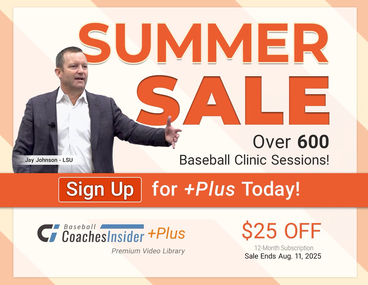 🌞 SUMMER SALE! 🌞 for Baseball Coaches -- $25 OFF!

Stream clinic videos on-demand with the Baseball Coaches Insider +Plus video library including:

⚾ABCA Q&amp;As, Texas HS Baseball Conventions...and SO MANY MORE!

Sign Up Today - Offer Ends 8/11/25 👉coachesinsider.com/baseball-plus/