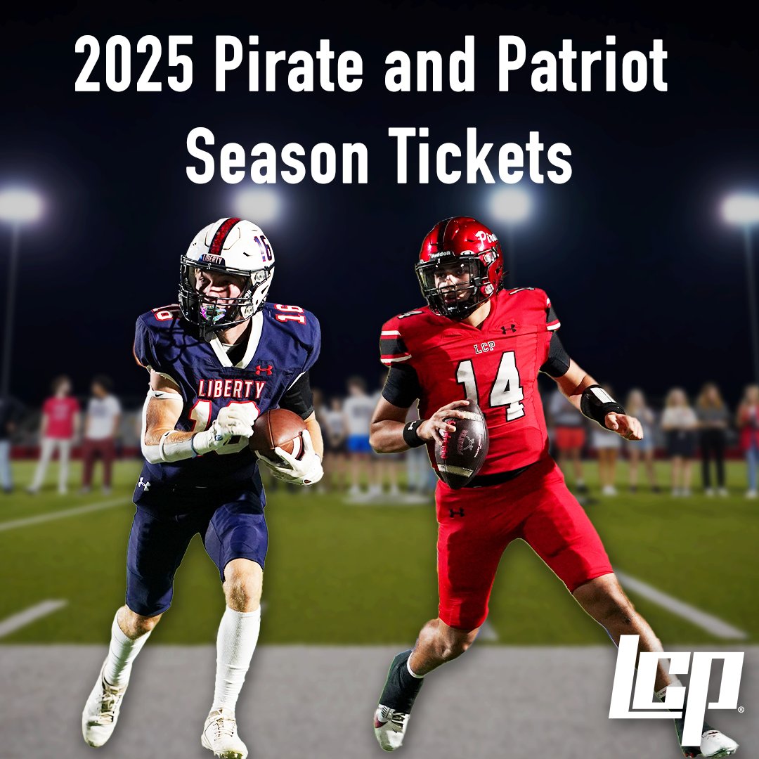 🎟️Pirate and Patriot football season ticket sales will end Thursday, Aug. 21, at 5 p.m. Individual game tickets will be available beginning Sunday, Aug. 23, at noon.
