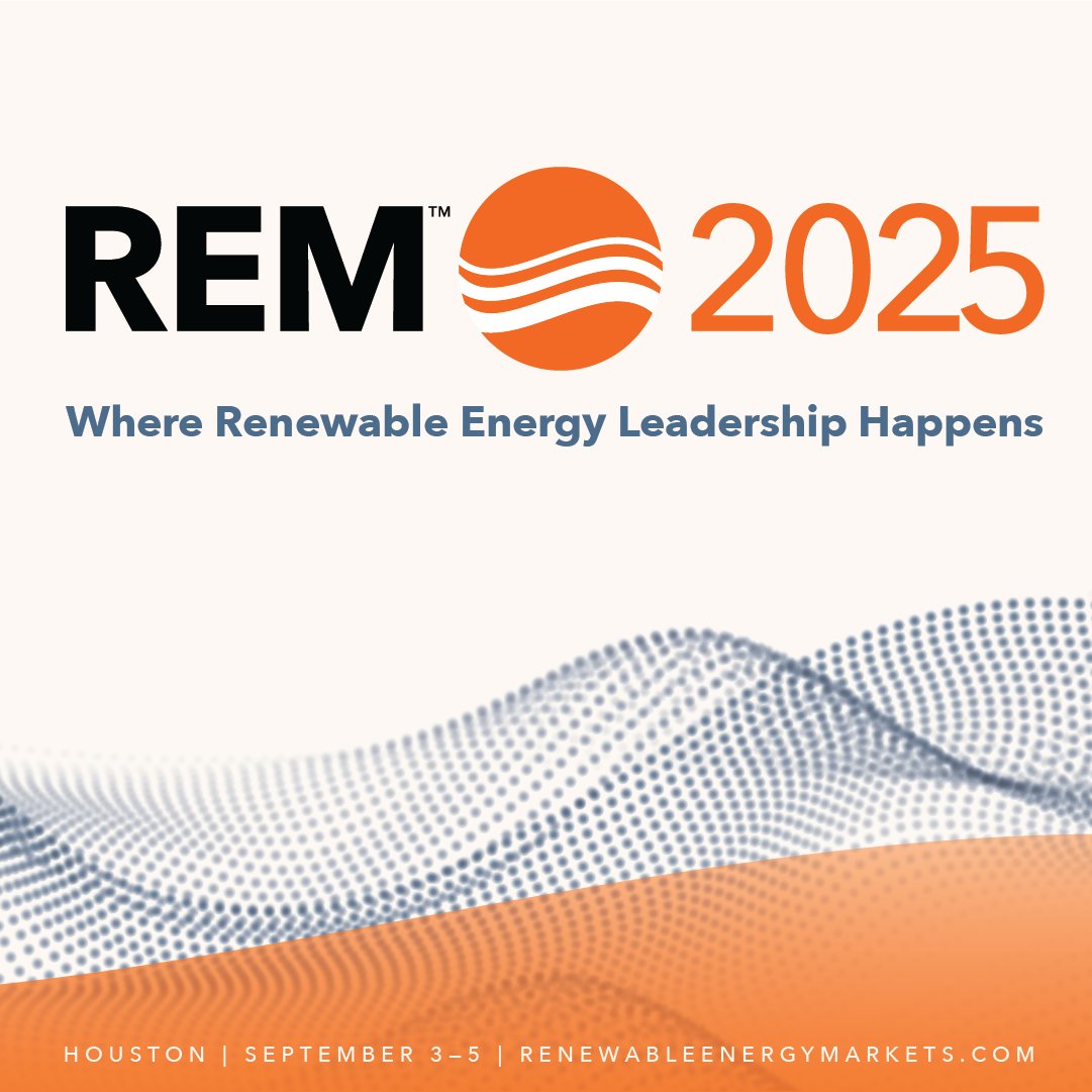 Join #cleanenergy leaders from across the country <a href="/REMconf/">Renewable Energy Markets</a> in Houston, September 3–5: renewableenergymarkets.com/us/home
