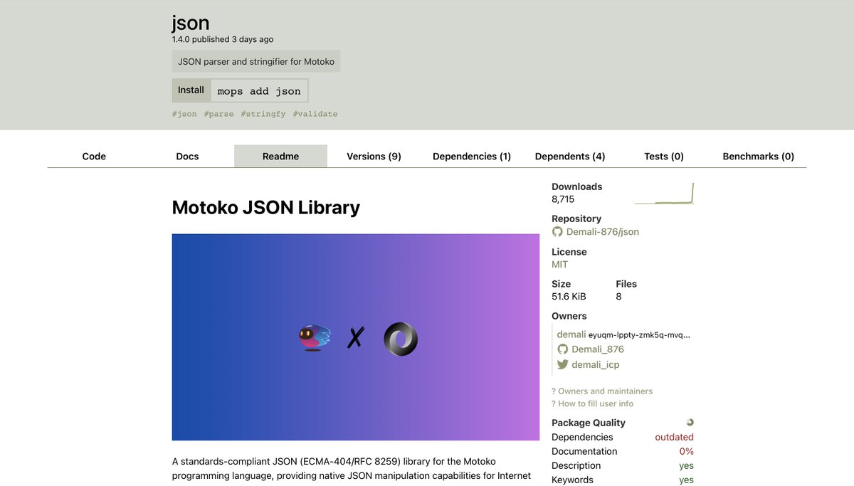 demali_icp's tweet image. Mind = blown 🤯 The download surge for my JSON library is insane! Thank you to everyone who&apos;s been using it and those who contributed! 📈 #OpenSource #JSON #Motoko