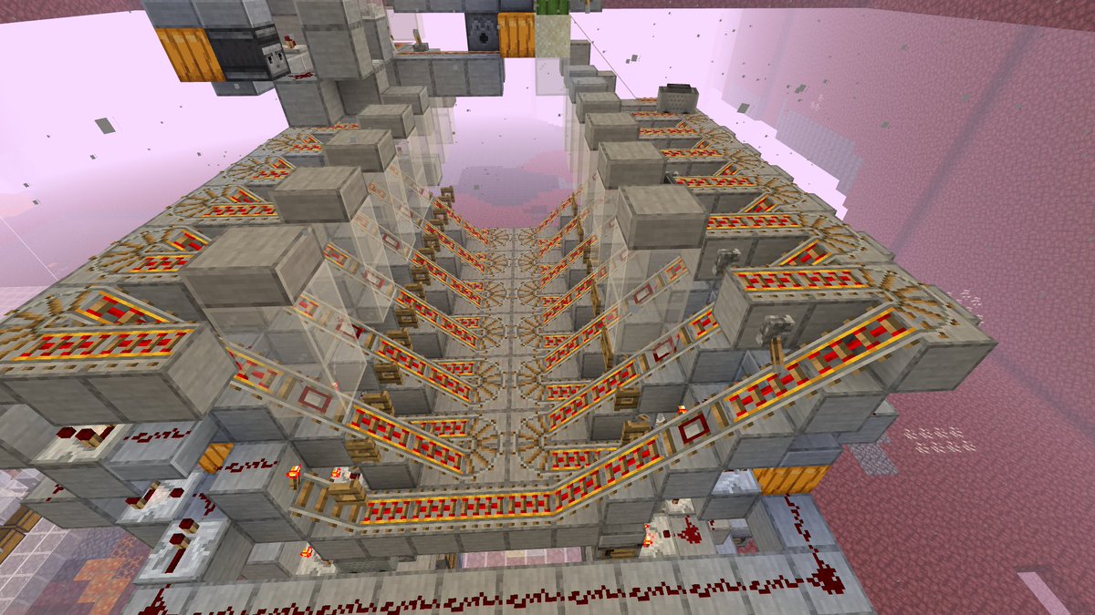 yusuke5028198's tweet photo. #Minecraft
水流を使わないネザー側用×2アイテム仕分け機なんとか形にできました😂 ホッパー×8のホッパー付きトロッコで48,800/hの化け物を仕分け機1つで仕分けて行きましょう！
後は、耐久テスト的な実際に使う想定でイレギュラーを確認して公開予定にします！！ https://t.co/0StEoQ7pcm