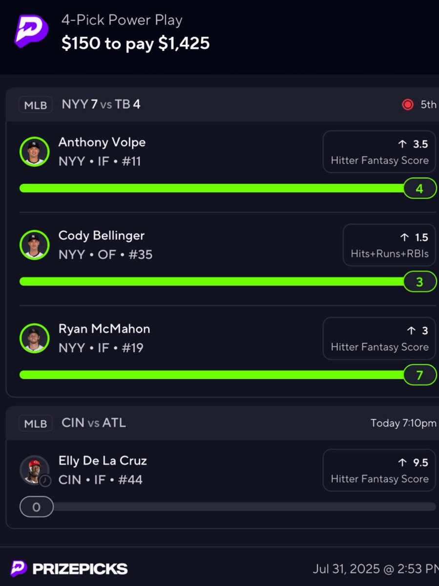 $100 to 1 person that likes this ASAP 🏆

Can Elly bring us home ? most electric player in MLB 🏦

We COOKED 😈

Picking 1 person that drops a 🧱 emoji in comments to win a 🆓 Month prem 

#GamblingX #GamblingCommunity #PrizePicksNFL #PrizePicksMLB #PrizePicks #GamblingTwitter