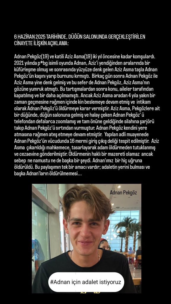 19 yaşında düğün salonunda halay çekerken katil aziz asma tarafından sebepsizce 8 mermi ile sırtından vurularak öldürülen #adnaniçinsesver
