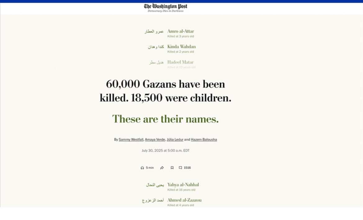 Washington Post, Gazze'de öldürülen 18 bin 500 Filistinli çocuğun isimlerini yayımladı…

900’den fazla bebek ilk yaş gününü göremedi…