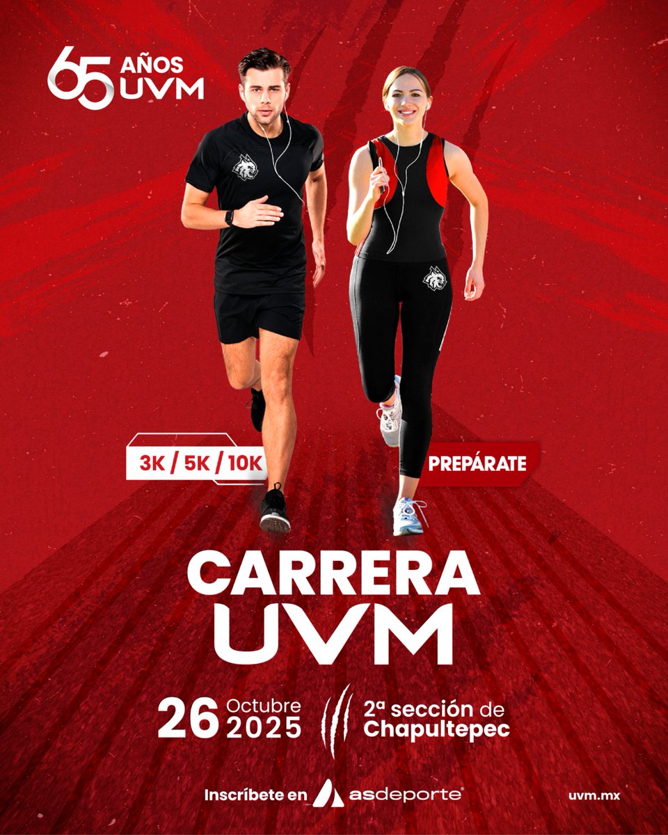 ¡Este 26 de octubre, celebremos juntos 65 años de historia! 🏃‍♀️🏃‍♂️
Participa en nuestra Carrera Conmemorativa en Chapultepec.
3, 5 y 10 km de energía lince. Inscríbete ya 👉ms.spr.ly/6017sJyeL