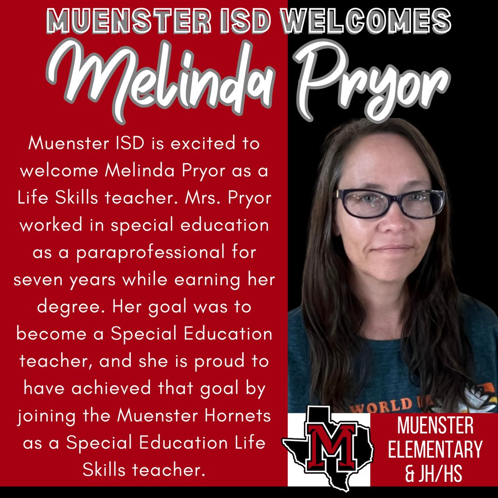 Please join us in welcoming Melinda Pryor as a Life Skills teacher!

#GreatThingsatMISD 
#misdtraditionofsuccess