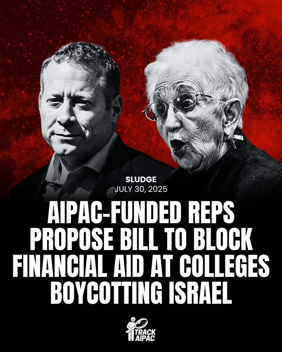 AIPAC Tracker (@trackaipac) on Twitter photo AIPAC Representatives <a href="/Josh4Jersey/">Josh Gottheimer</a> and <a href="/virginiafoxx/">Virginia Foxx</a> have introduced a bill to strip federal aid to universities that engage in BDS or limit involvement with Israeli institutions.
— via <a href="/Sludge/">Sludge</a> AIPAC Representatives <a href="/Josh4Jersey/">Josh Gottheimer</a> and <a href="/virginiafoxx/">Virginia Foxx</a> have introduced a bill to strip federal aid to universities that engage in BDS or limit involvement with Israeli institutions.
— via <a href="/Sludge/">Sludge</a>