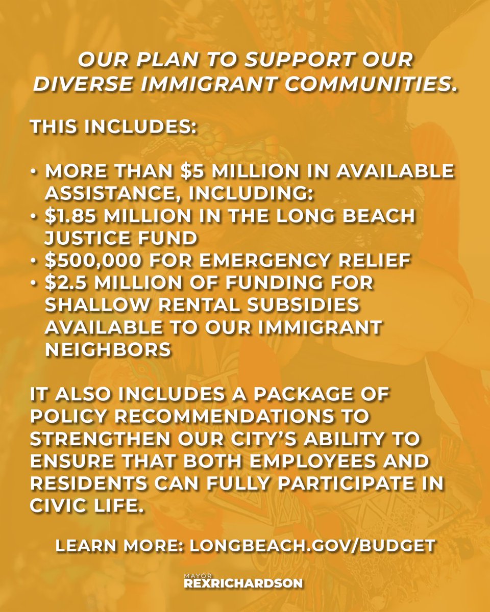 Long Beach is a city where everyone should have the opportunity to thrive, no matter how they pray, who they love, or where they are from. 

The Defending Our Long Beach Values plan includes key investments in uplifting our vulnerable communities. More: longbeach.gov/budget