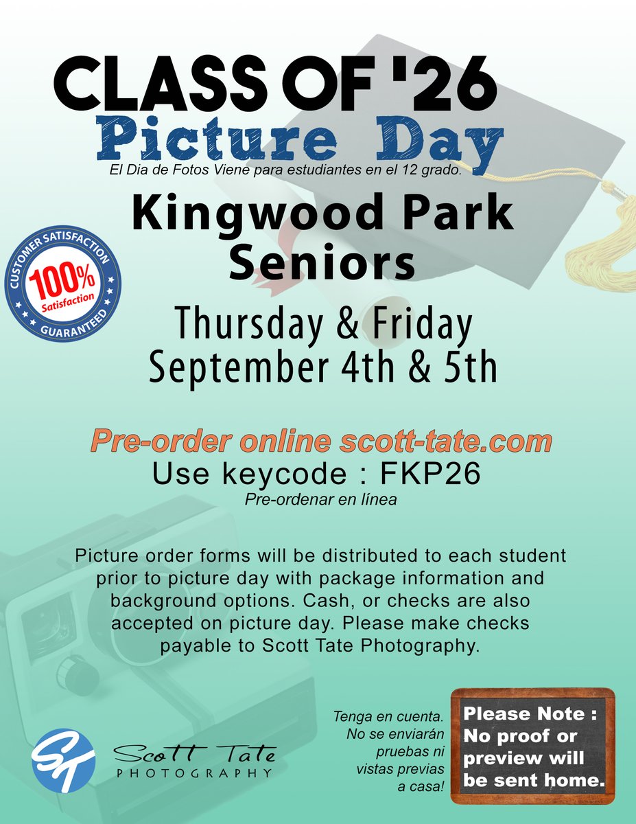 Scott Tate Photography (@scotttatephoto) on Twitter photo KPark Class of 2026: Cap & gown picture day is coming!
Go online to scott-tate.com to pre-order using your school's code now!
Note: NO PROOF for Fall.
#Schoolpictureday #STPhoto #cameraready
<a href="/HumbleISD/">Humble ISD</a> <a href="/HumbleISD_KPHS/">Kingwood Park HS</a> KPark Class of 2026: Cap & gown picture day is coming!
Go online to scott-tate.com to pre-order using your school's code now!
Note: NO PROOF for Fall.
#Schoolpictureday #STPhoto #cameraready
<a href="/HumbleISD/">Humble ISD</a> <a href="/HumbleISD_KPHS/">Kingwood Park HS</a>