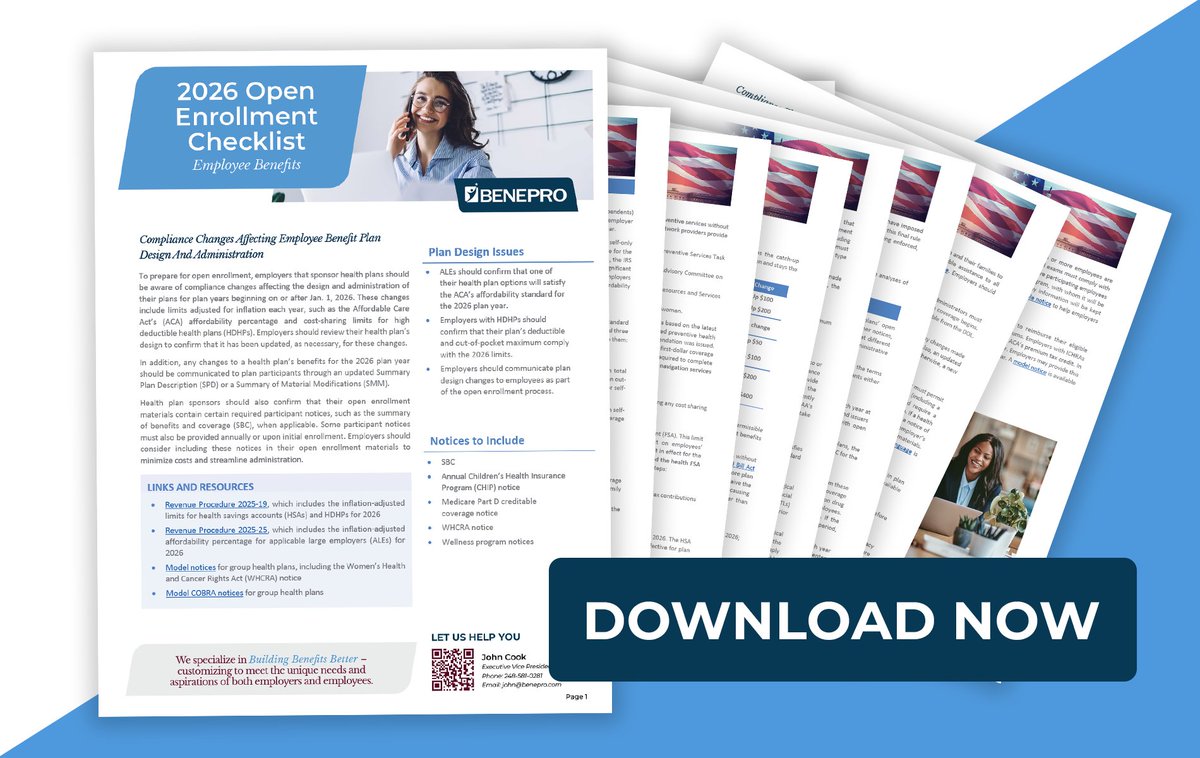 Open enrollment can feel overwhelming — new regulations, updated contribution limits, and required notices all need to be addressed. That’s why we created the 2026 Open Enrollment Checklist. loom.ly/lfyJroA

#employeebenefits #openenrollment