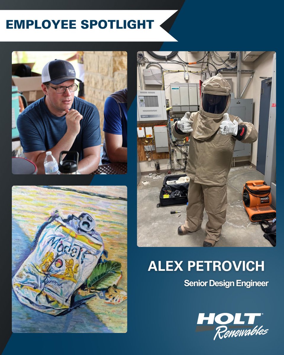 HOLT Renewables (@holtrenewables) on Twitter photo Meet Alex Petrovich: design engineer, Master Electrician, and driving force behind our solar projects. With nearly 20 years in the industry, he's powering progress at HOLT Renewables—on the job & in his community. ⚡
Read more:  bit.ly/3IH6gf4
#HOLTRenewables #IAmHOLT Meet Alex Petrovich: design engineer, Master Electrician, and driving force behind our solar projects. With nearly 20 years in the industry, he's powering progress at HOLT Renewables—on the job & in his community. ⚡
Read more:  bit.ly/3IH6gf4
#HOLTRenewables #IAmHOLT