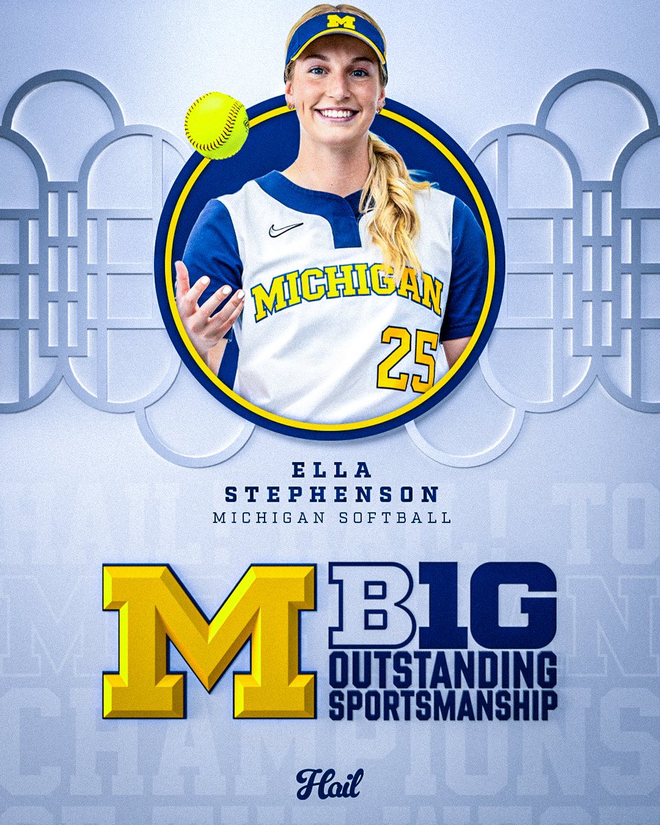 Michigan Softball (@umichsoftball) on Twitter photo Congratulations to our <a href="/e_stephenson25/">Ella Stephenson</a>, who has been named one of Michigan's two 2024-25 Outstanding Sportsmanship Award winners. So proud to be represented by Steve!
#GoBlue Congratulations to our <a href="/e_stephenson25/">Ella Stephenson</a>, who has been named one of Michigan's two 2024-25 Outstanding Sportsmanship Award winners. So proud to be represented by Steve!
#GoBlue