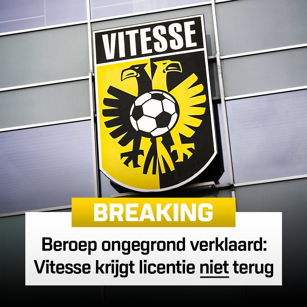 ESPNnl's tweet photo. 🚨 Beroepscommissie KNVB: Vitesse krijgt proflicentie niet terug 🚨

ℹ️ Vitesse kan de beslissing wel nog aanvechten bij de burgerlijke rechter 👨‍⚖️