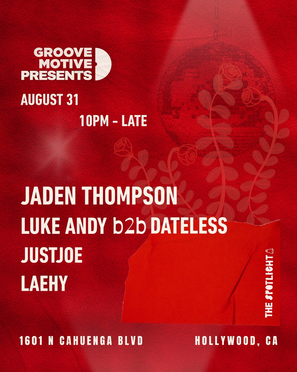 Groove Motive (@groove_motive) on Twitter photo Special guest revealed… we’re bringing in <a href="/jadenthompson/">Jaden Thompson</a> into the mix for our party at Spotlight on August 31st 💥
See you groovers on the dancefloor
shotgun.live/en/events/groo… Special guest revealed… we’re bringing in <a href="/jadenthompson/">Jaden Thompson</a> into the mix for our party at Spotlight on August 31st 💥
See you groovers on the dancefloor
shotgun.live/en/events/groo…