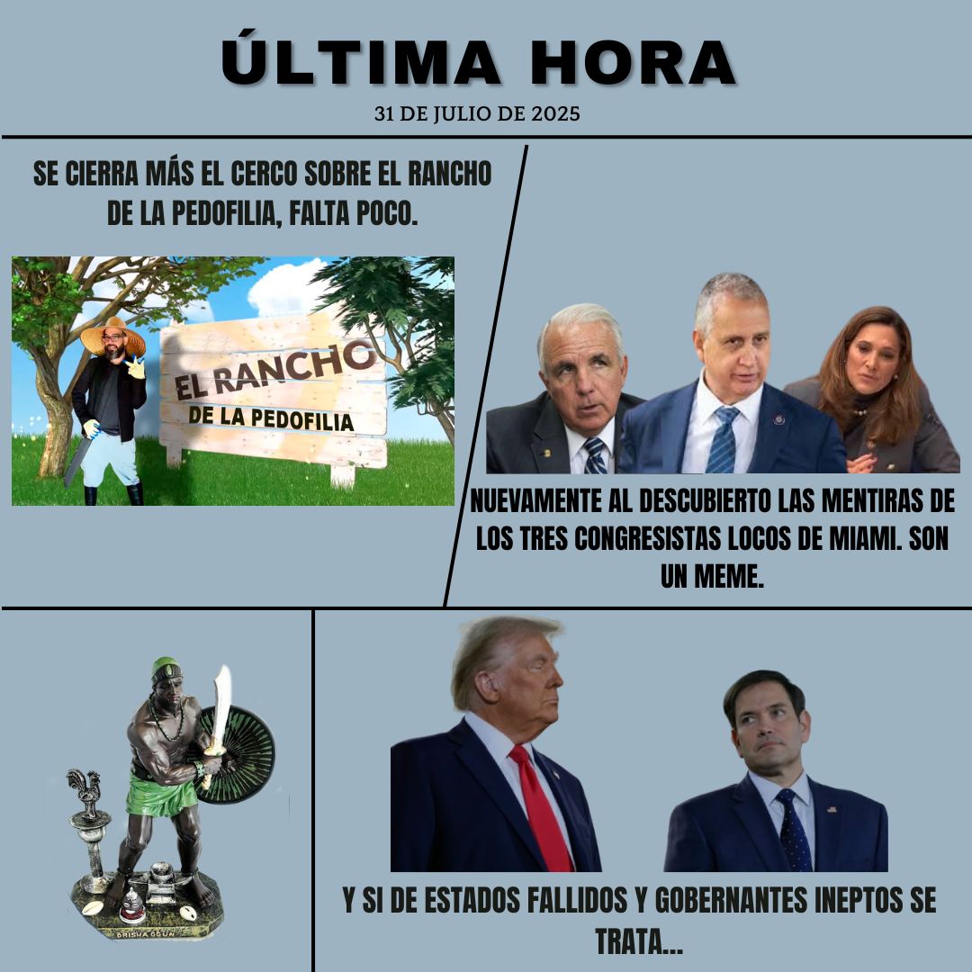 ¡No hay justificación para no actuar contra ellos! Se cierra el cerco sobre el rancho de la pedofilia, falta poco. Otra vez al descubierto mentiras de los 3 congresistas locos de Miami, son un meme. Y si de estados fallidos y gobernantes ineptos se trata... Hoy en YouTube. #Cuba