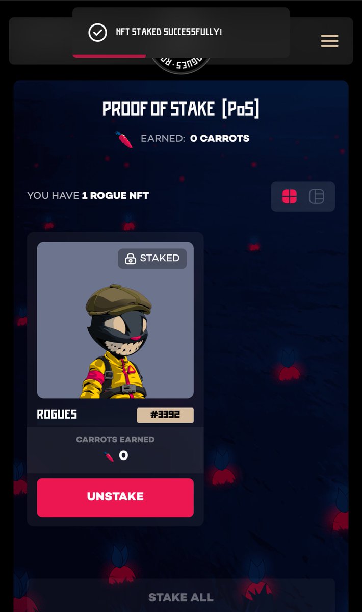 Staked my hazmat <a href="/RoguesNFT/">Rogues</a> 💎

My rogue will never be for sale 🤌