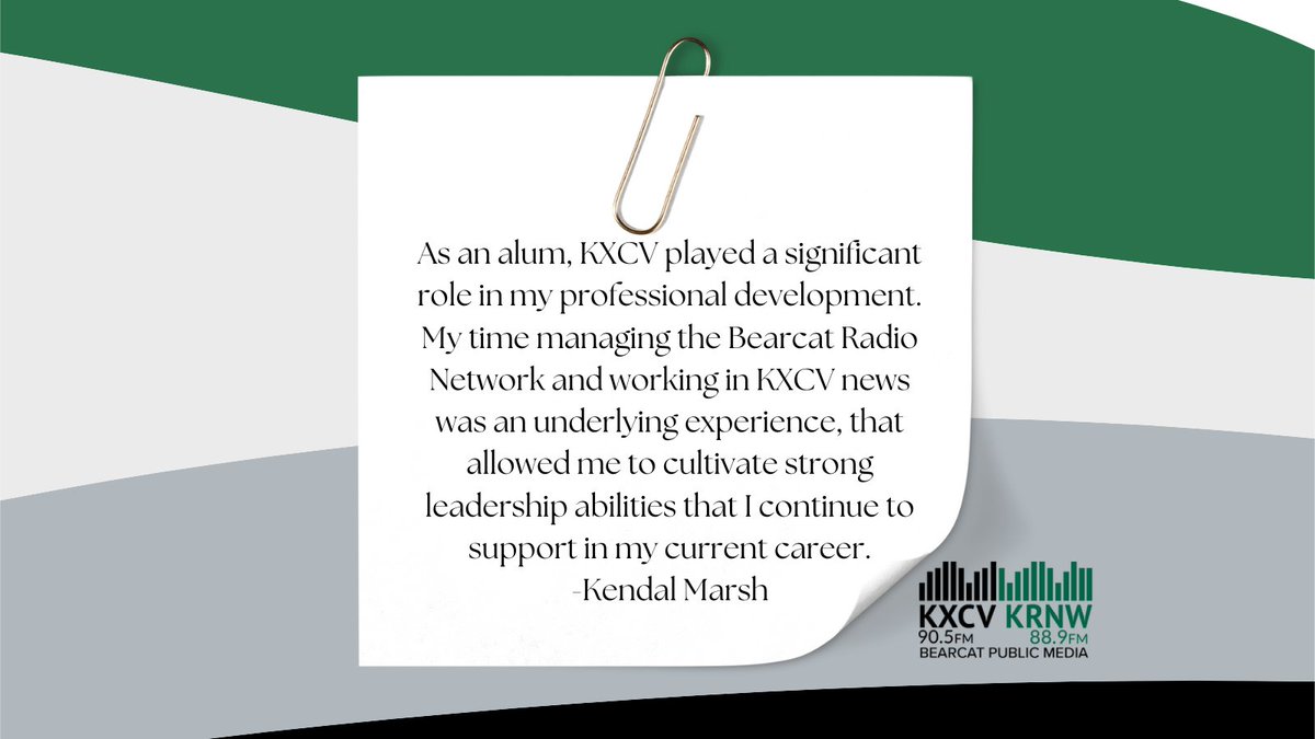 Thank you so much for sharing your experience! We're proud to have been part of your journey and to know that your time at KXCV and with the Bearcat Radio Network helped shape the leader you are today. Your support and success are what make our work so meaningful. #OABAAB💚🎙️